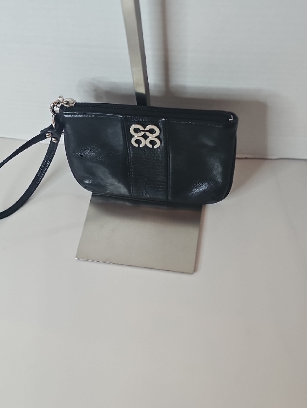 Coach Black Leather Wristlet Clutch with Silver Hardware - Picture 4 of 8